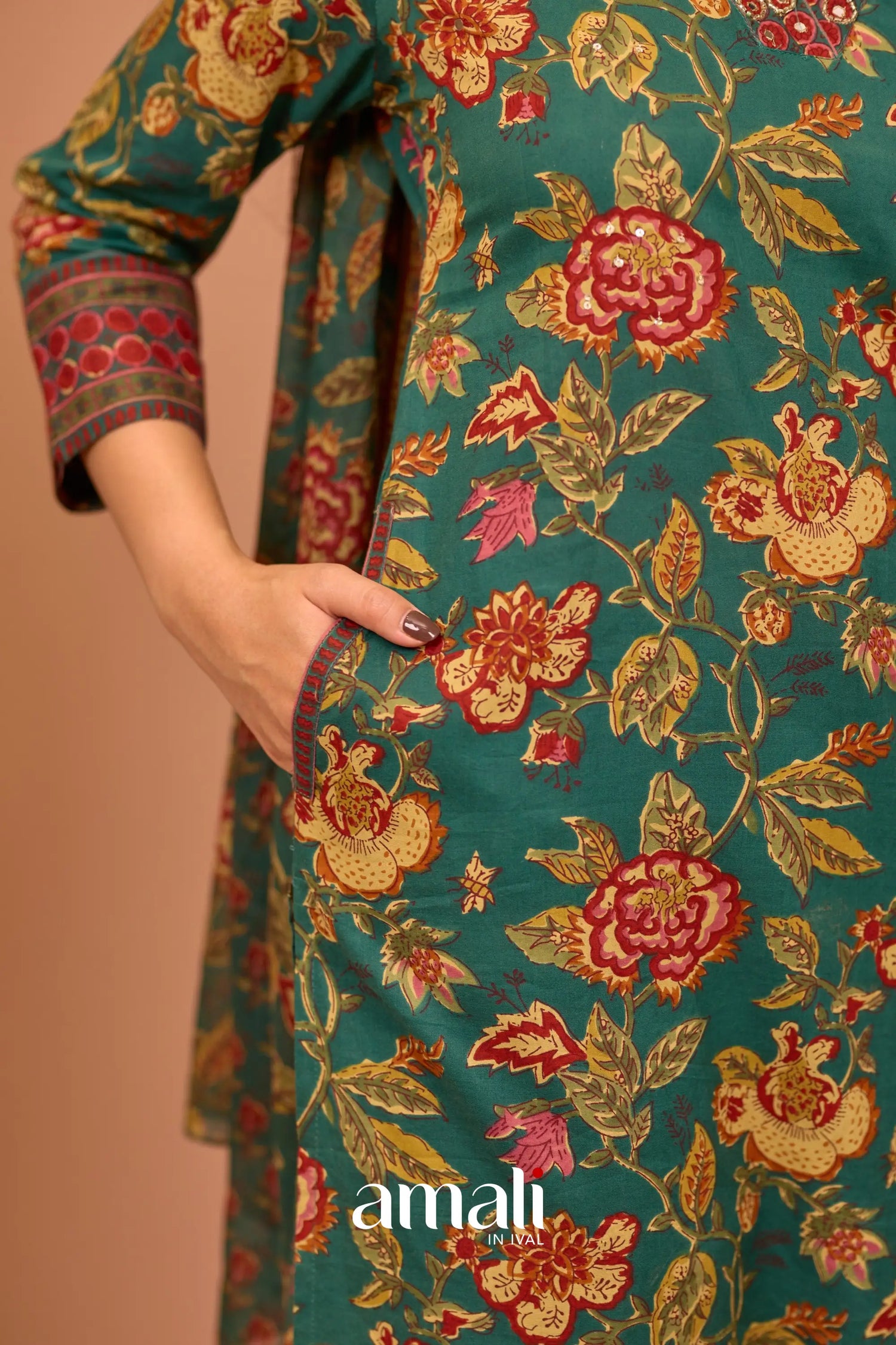 Dark Green Cotton Salwar Anarkalis