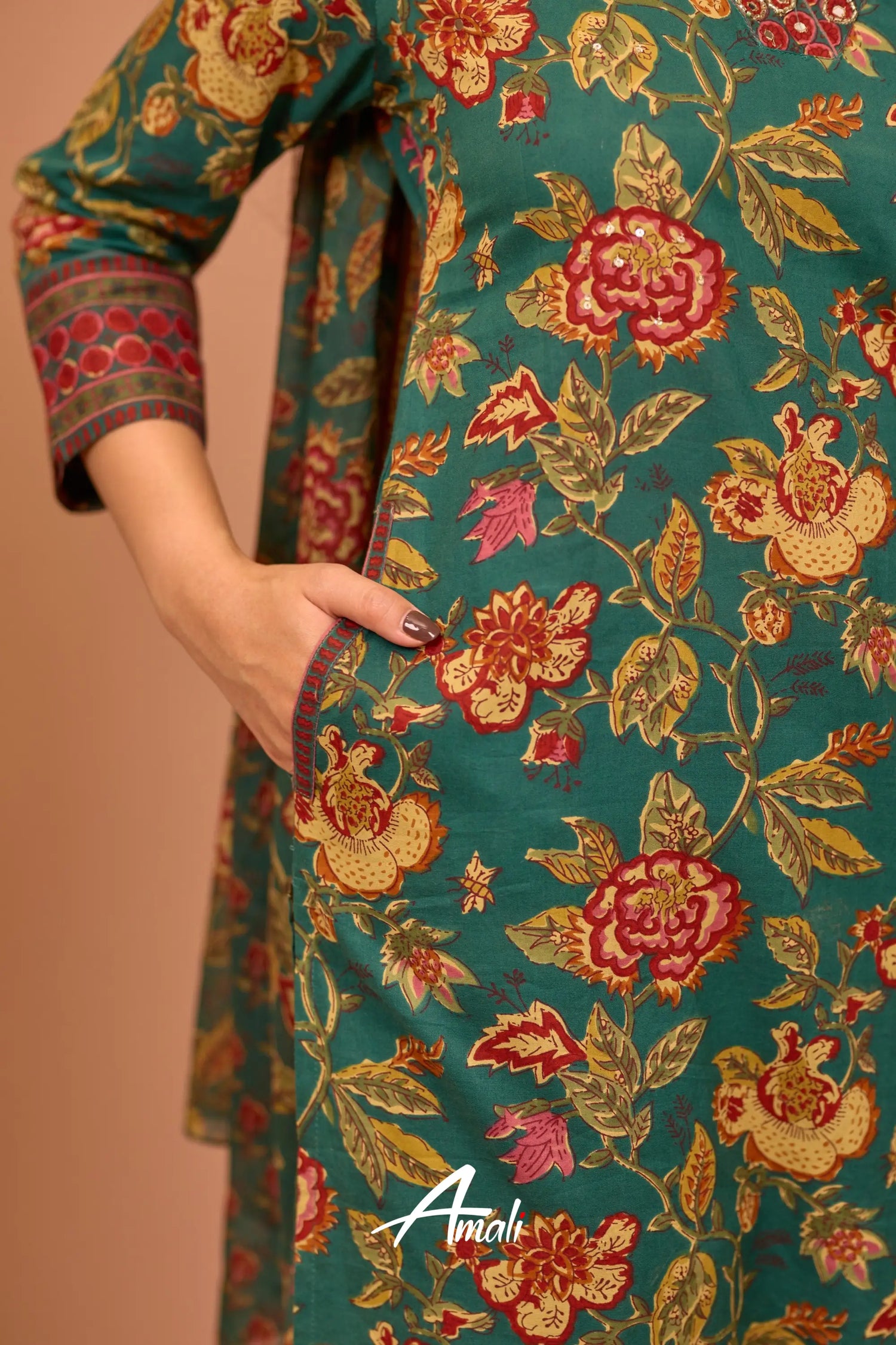 Dark Green Cotton Salwar Anarkalis