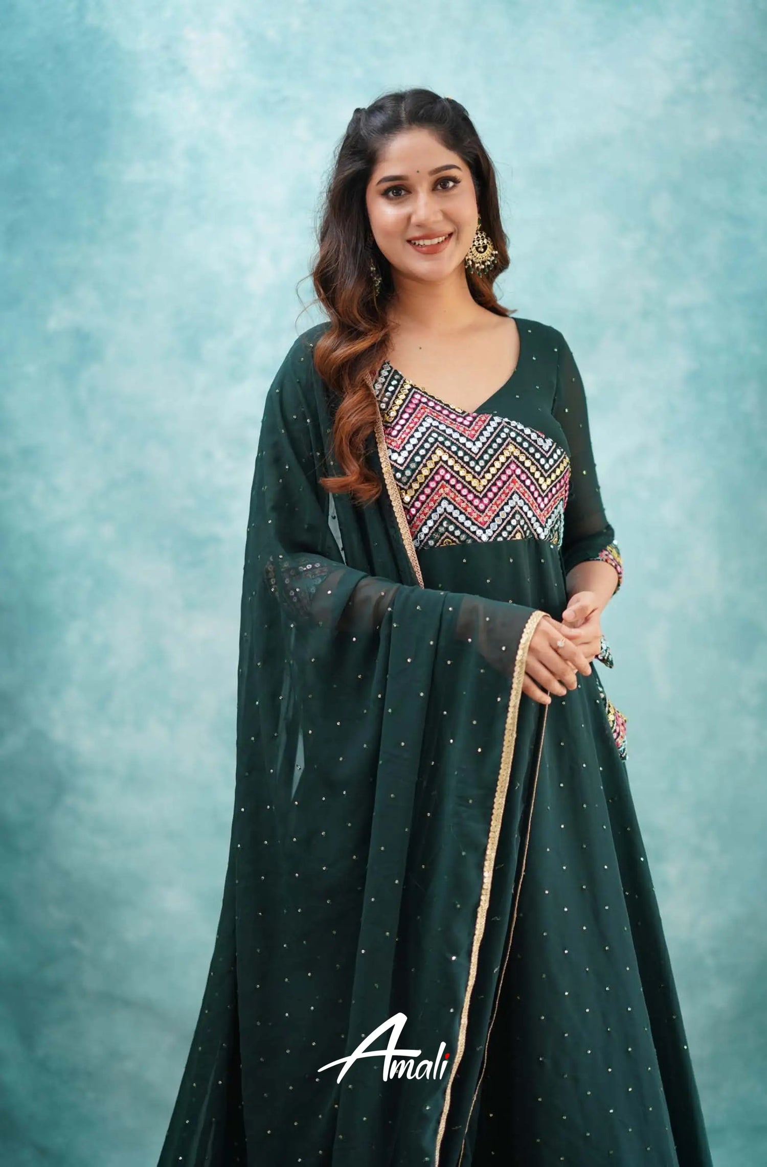 Dark Green Georgette Anarkali Anarkalis