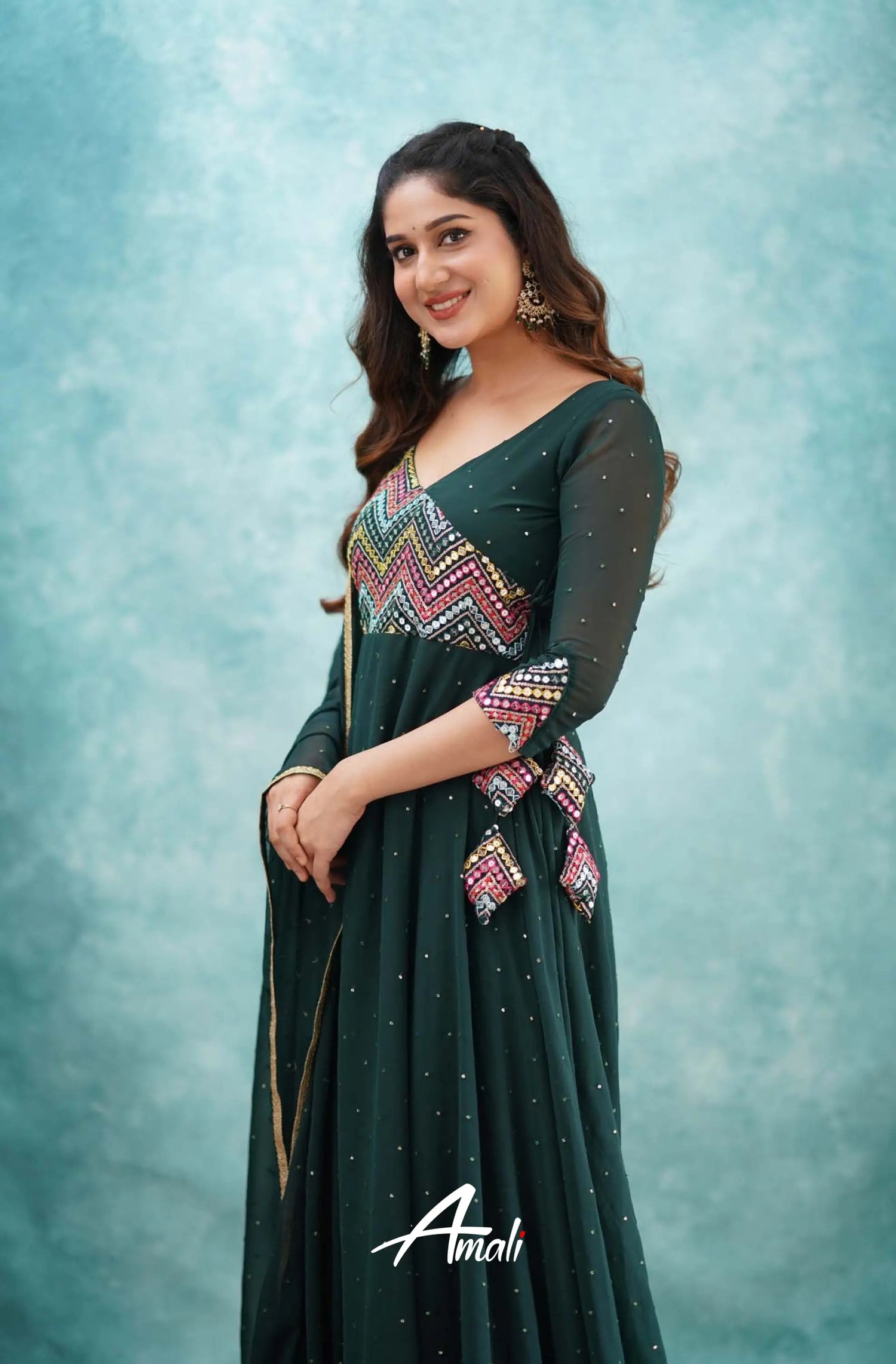 Dark Green Georgette Anarkali Anarkalis