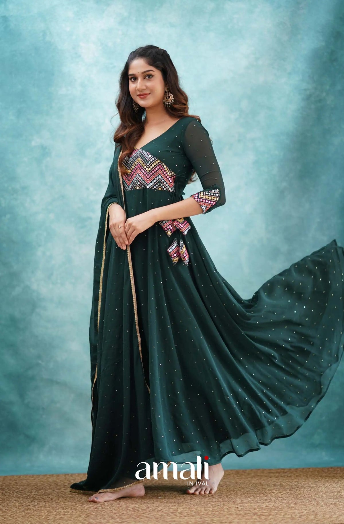 Dark Green Georgette Anarkali Anarkalis
