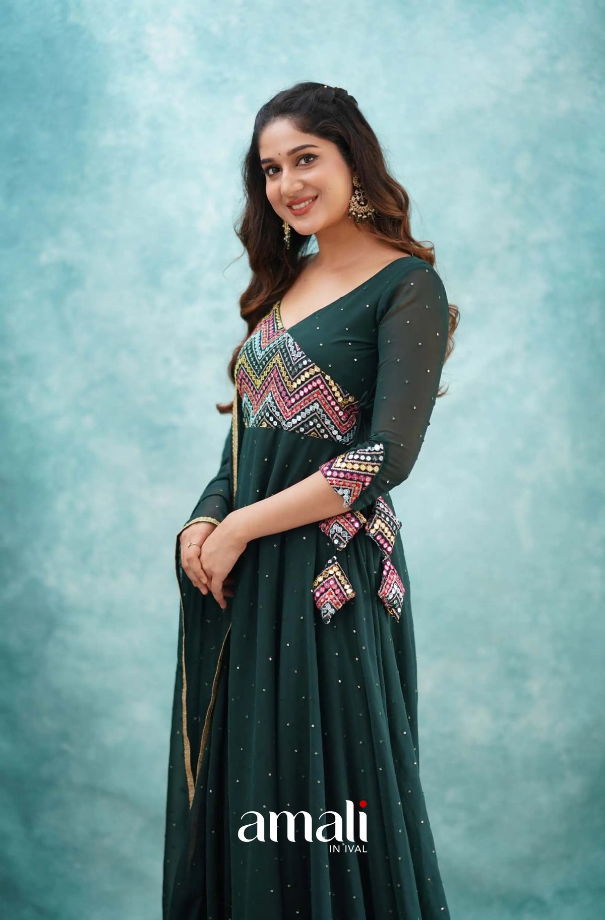 Dark Green Georgette Anarkali Anarkalis