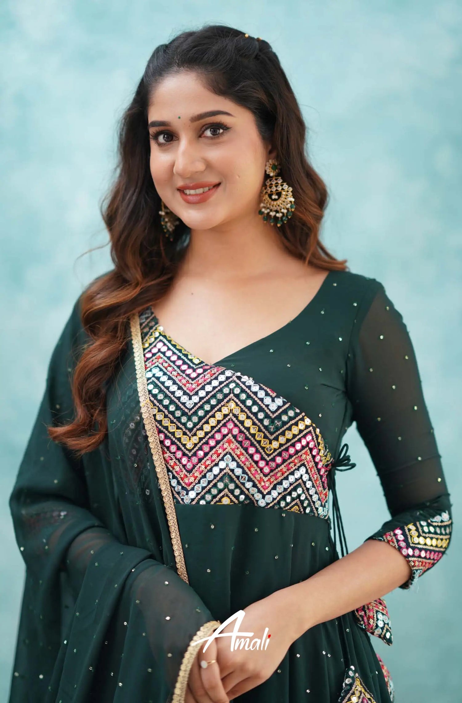 Dark Green Georgette Anarkali Anarkalis