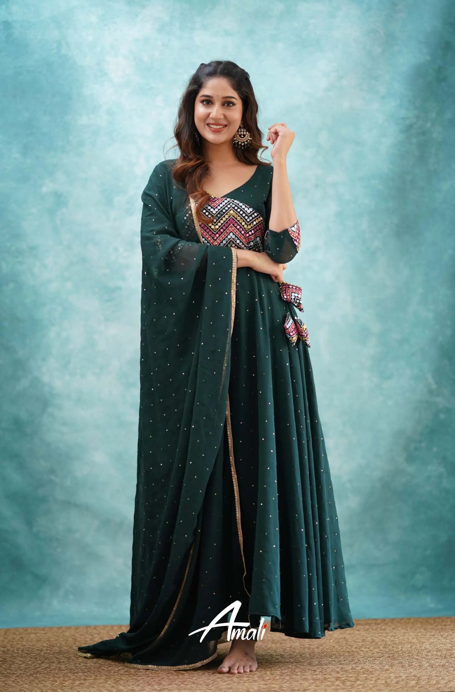 Dark Green Georgette Anarkali Anarkalis