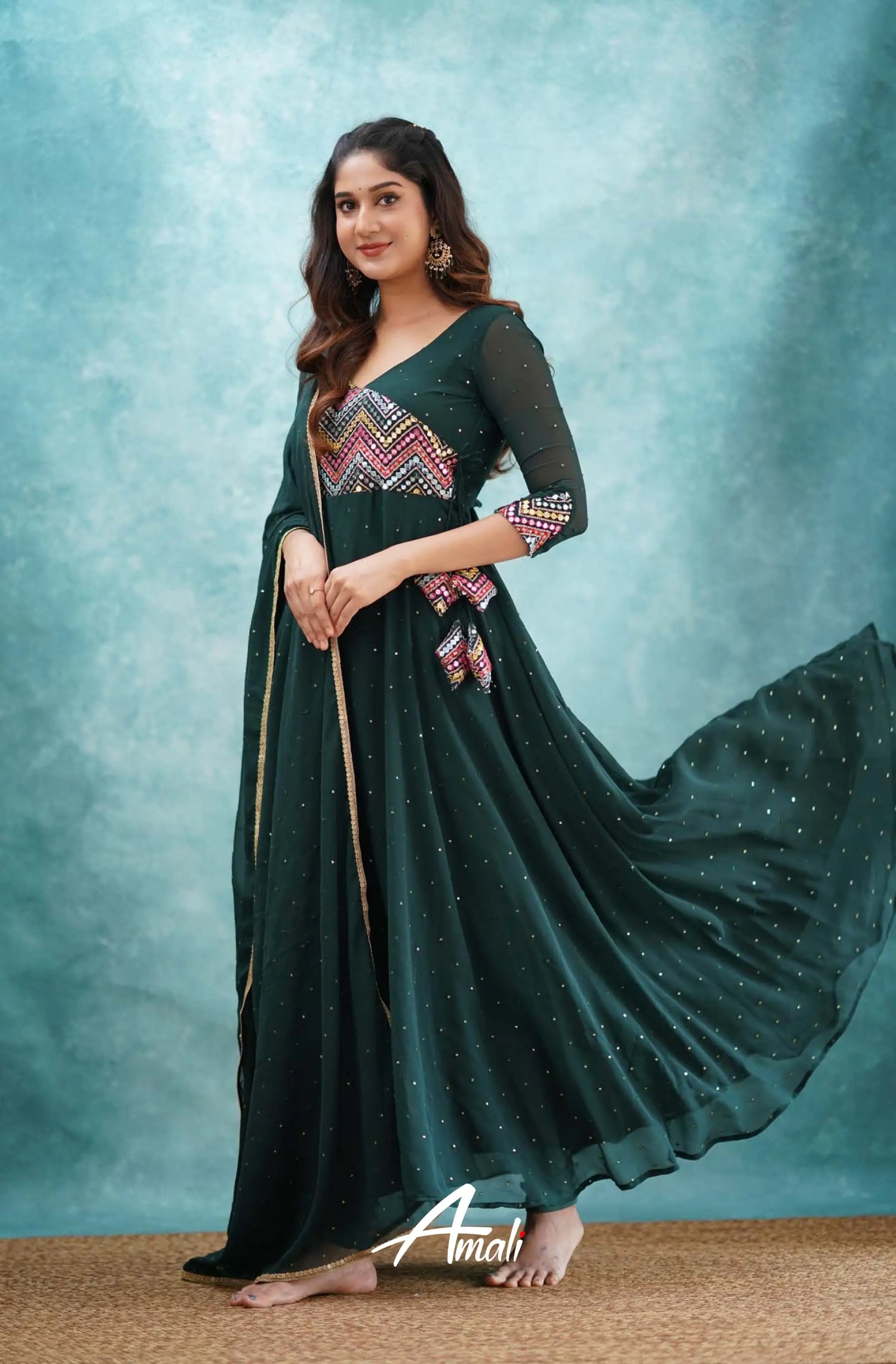 Dark Green Georgette Anarkali Anarkalis