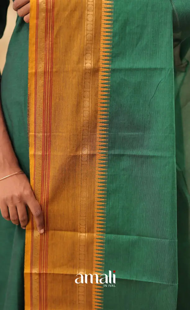 Dark Green With Deep Mustard Chettinad Cotton Dupatta salwar