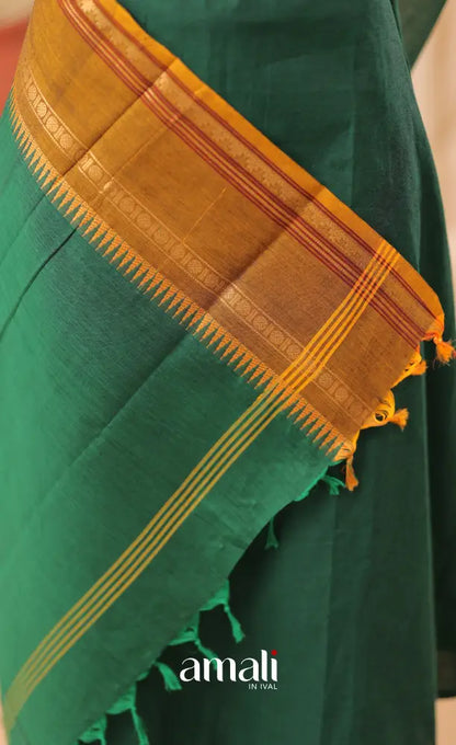 Dark Green With Deep Mustard Chettinad Cotton Dupatta salwar