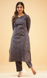 Dark Grey Slub Cotton Silk Co-Ord Set