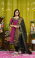 Dark magenta and Black Chettinad Cotton Salwar Set - salwar