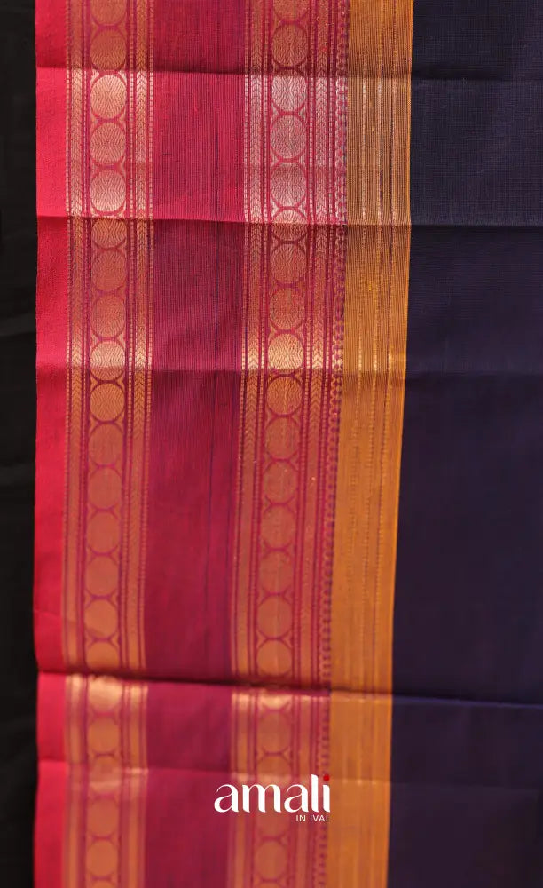 Dark Navy With Magenta Chettinad Cotton Dupatta salwar
