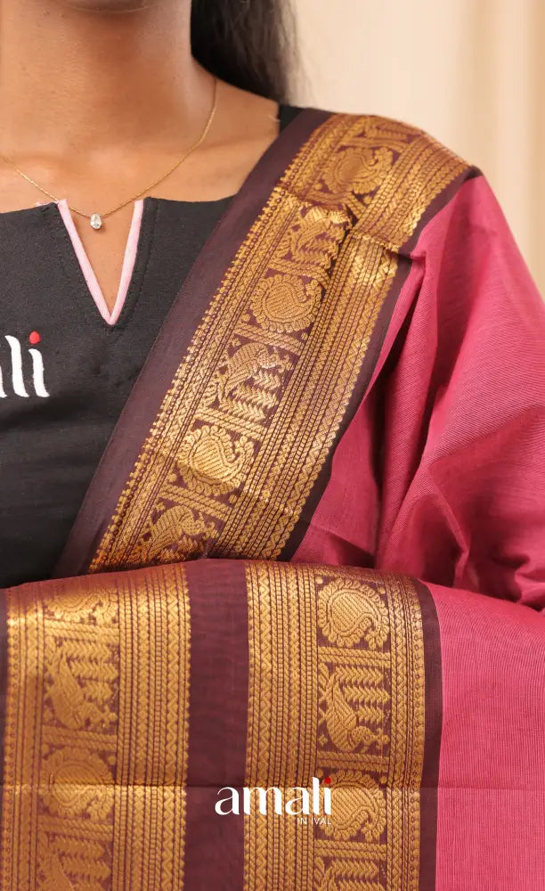 Dark Pink With Maroon Chettinad Cotton Dupatta salwar