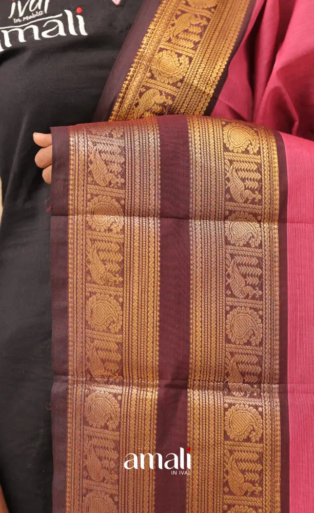 Dark Pink With Maroon Chettinad Cotton Dupatta salwar