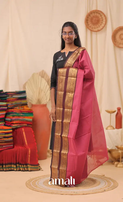 Dark Pink With Maroon Chettinad Cotton Dupatta salwar