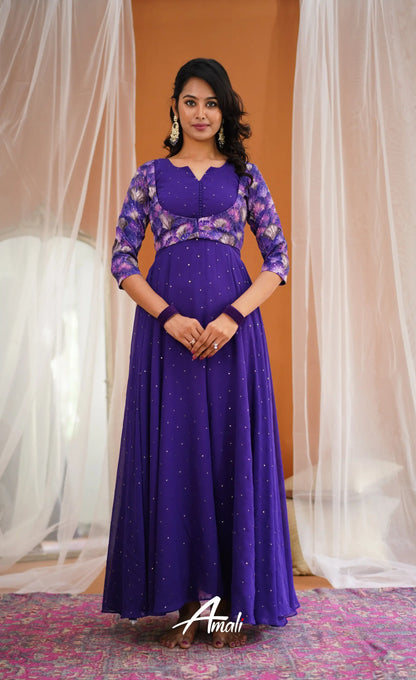 Dark Purple Georgette Anarkali Anarkalis