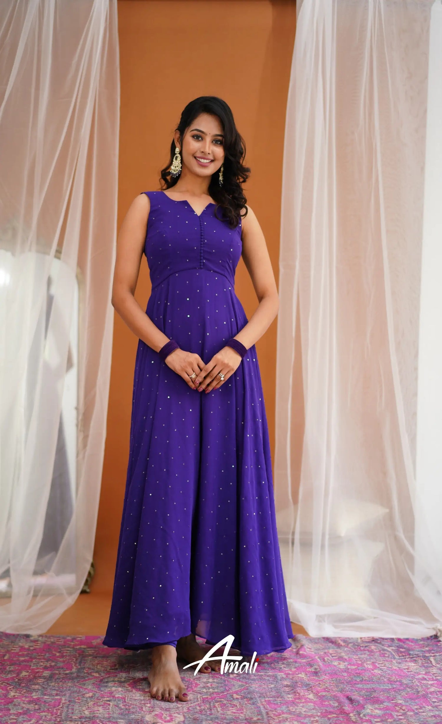 Dark Purple Georgette Anarkali Anarkalis