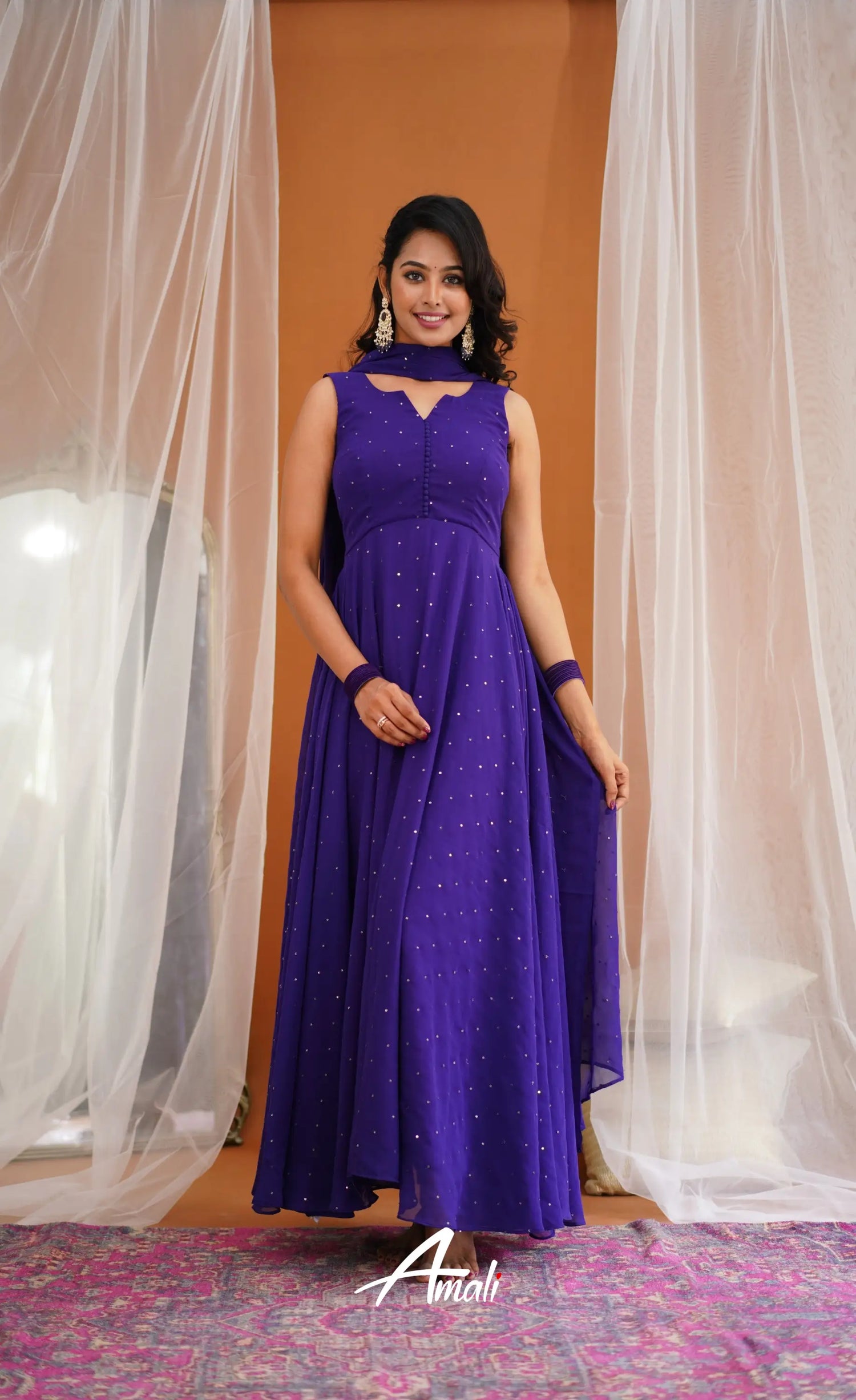 Dark Purple Georgette Anarkali Anarkalis