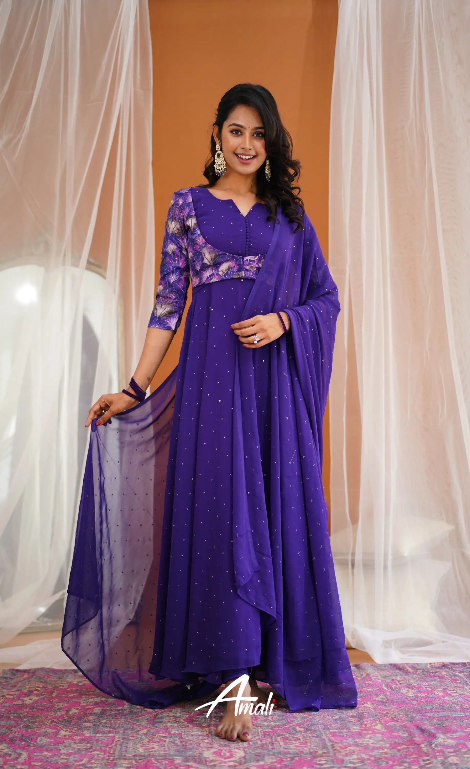 Dark Purple Georgette Anarkali Anarkalis