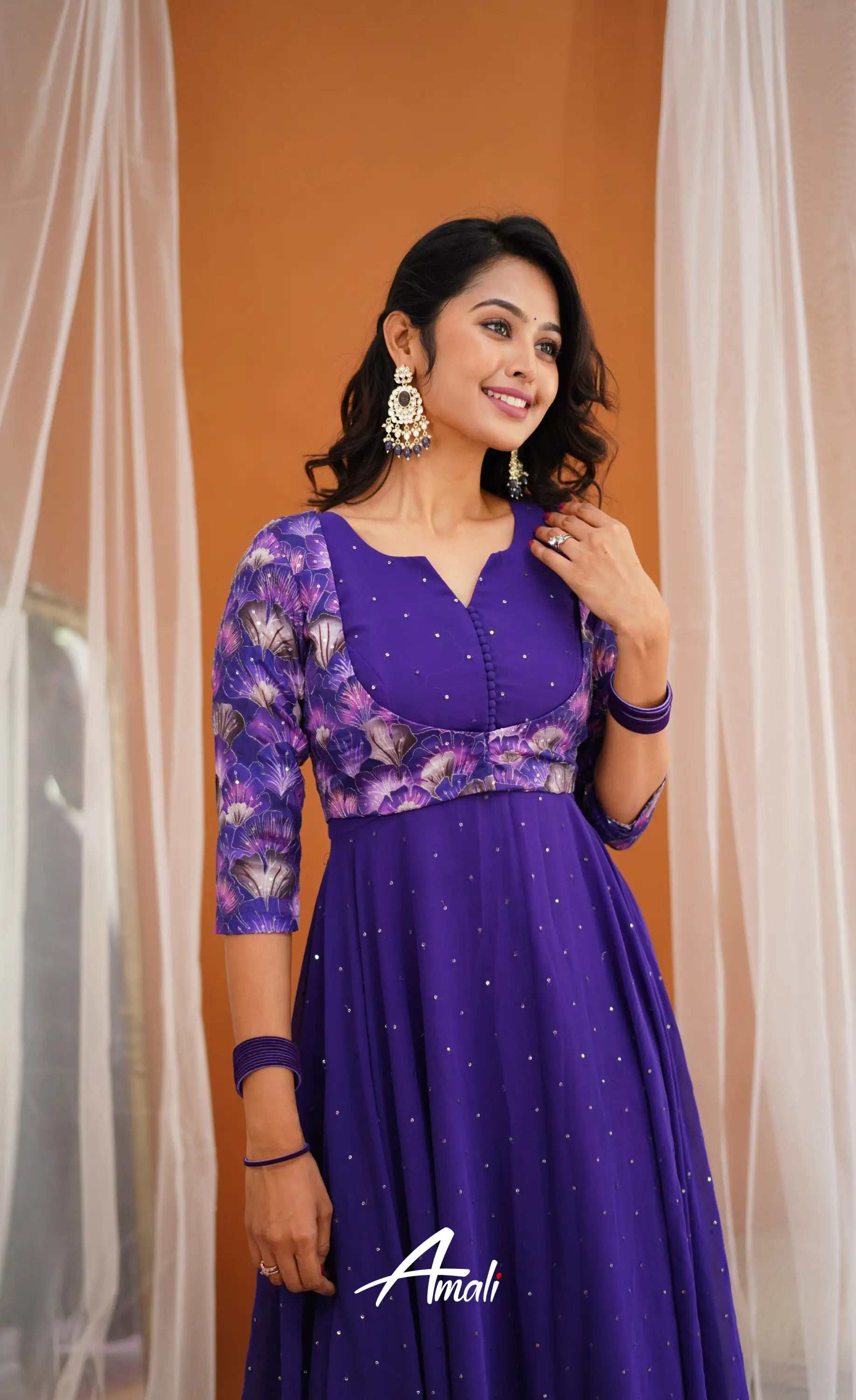 Dark Purple Georgette Anarkali Anarkalis