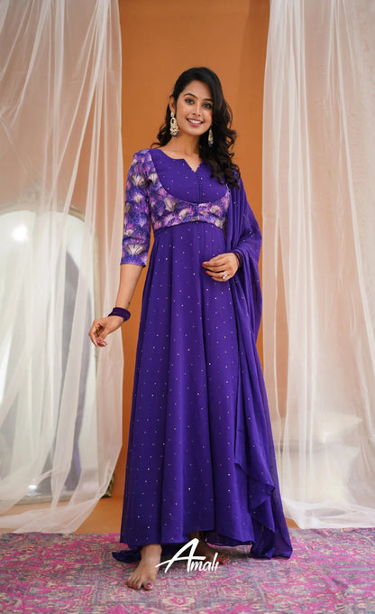 Dark Purple Georgette Anarkali Anarkalis