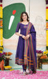 Dark Purplish Blue and Multicolours Narayanpet Cotton Anarkali - Anarkalis