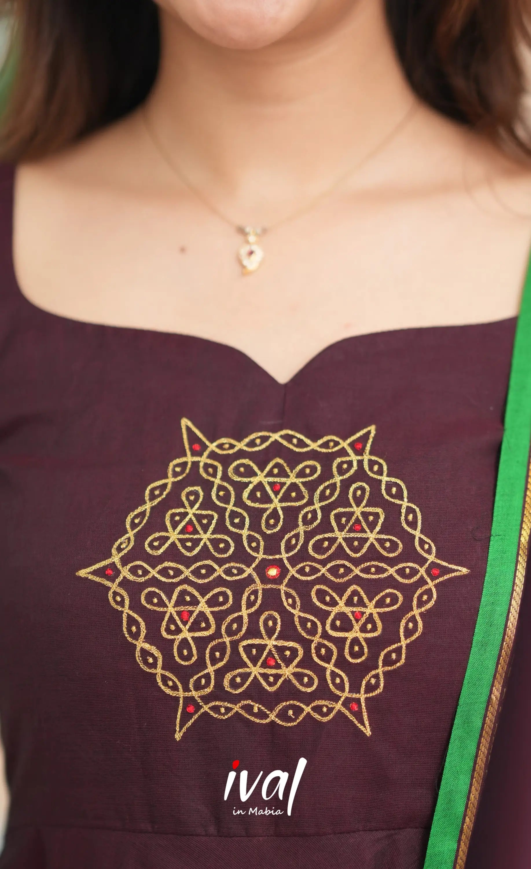 Dark Wine and Green Cotton Anarkali - PRE ORDER Anarkalis