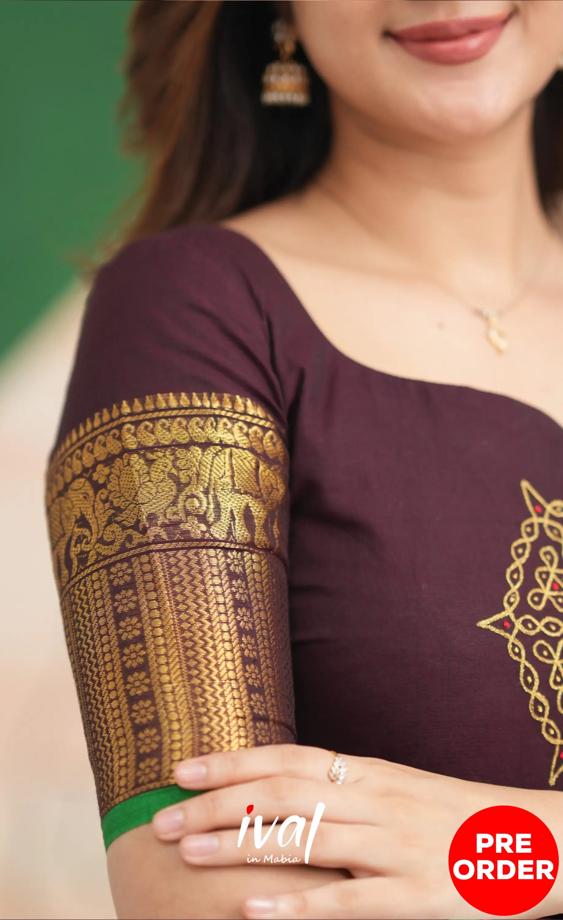 Dark Wine and Green Cotton Anarkali - PRE ORDER Anarkalis