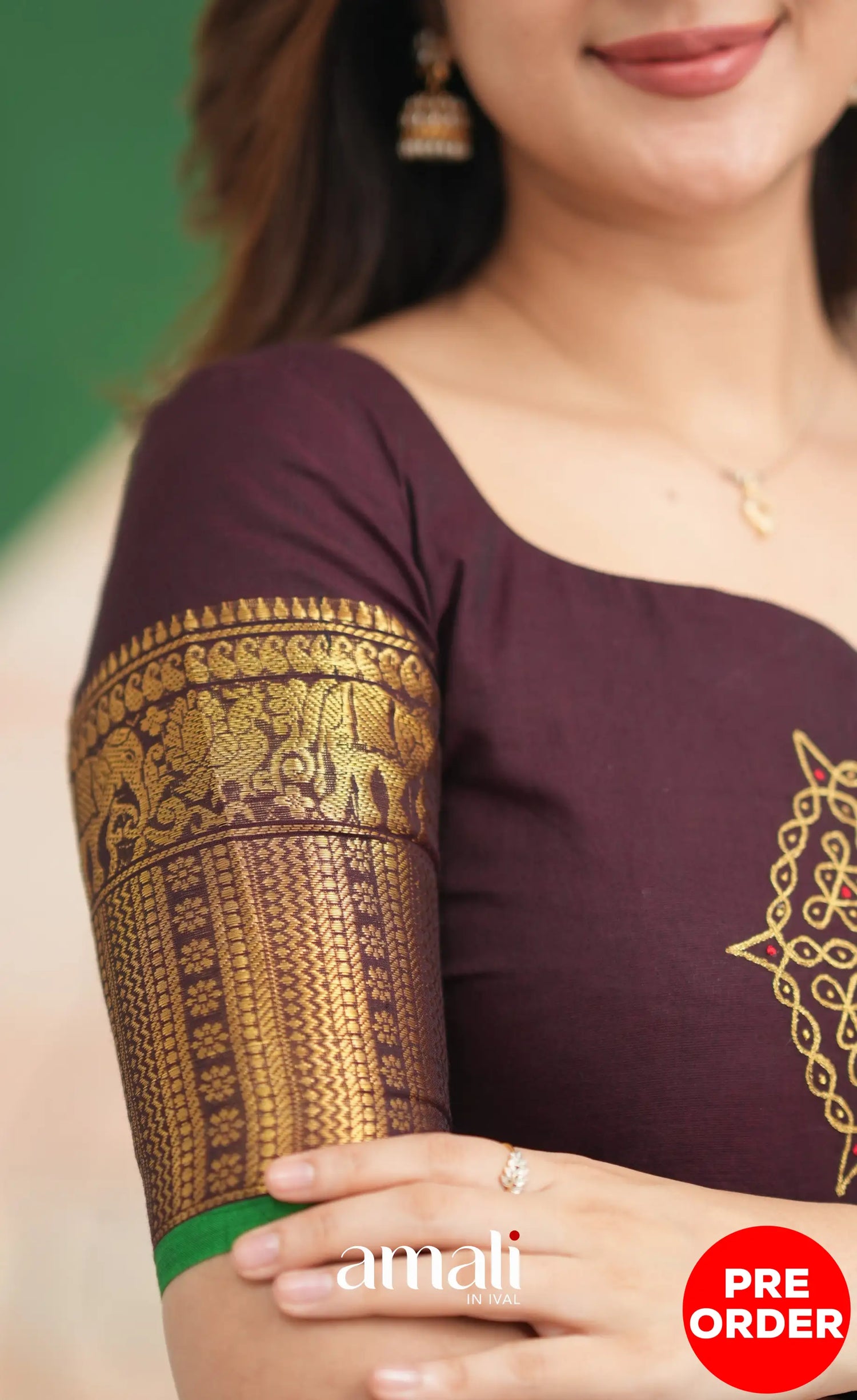 Dark Plum and Green Cotton Anarkali Anarkalis