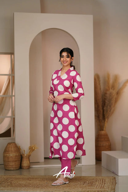 Dusty Pink Cotton Salwar Anarkalis