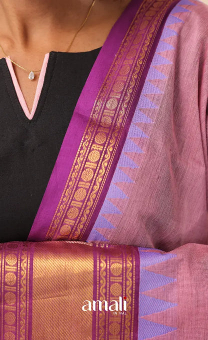 Dusty Pink With Purple Chettinad Cotton Dupatta salwar
