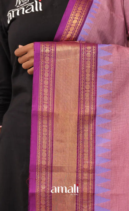 Dusty Pink With Purple Chettinad Cotton Dupatta salwar