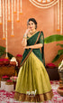 Emerald Organza Halfsaree - Light green and Bottle green - Half Sarees