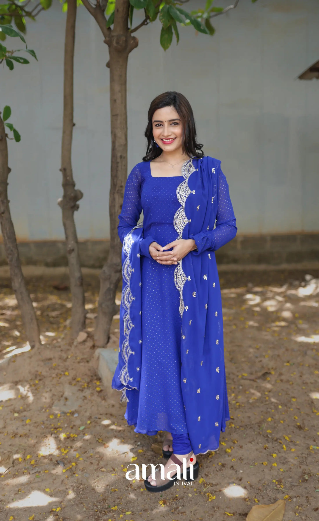 Georgette Anarkali - Royal Blue - Anarkalis