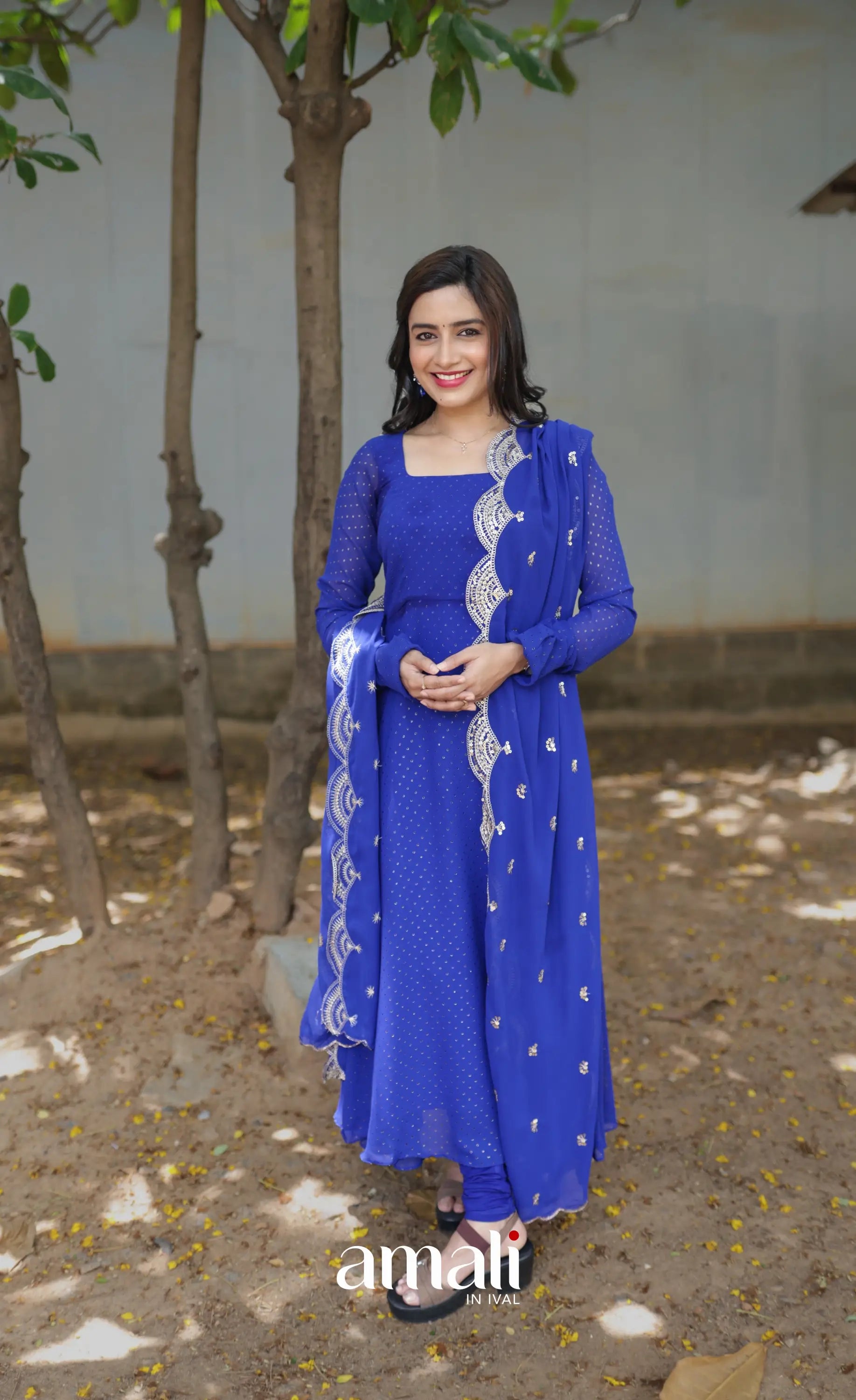 Georgette Anarkali - Royal Blue - Anarkalis