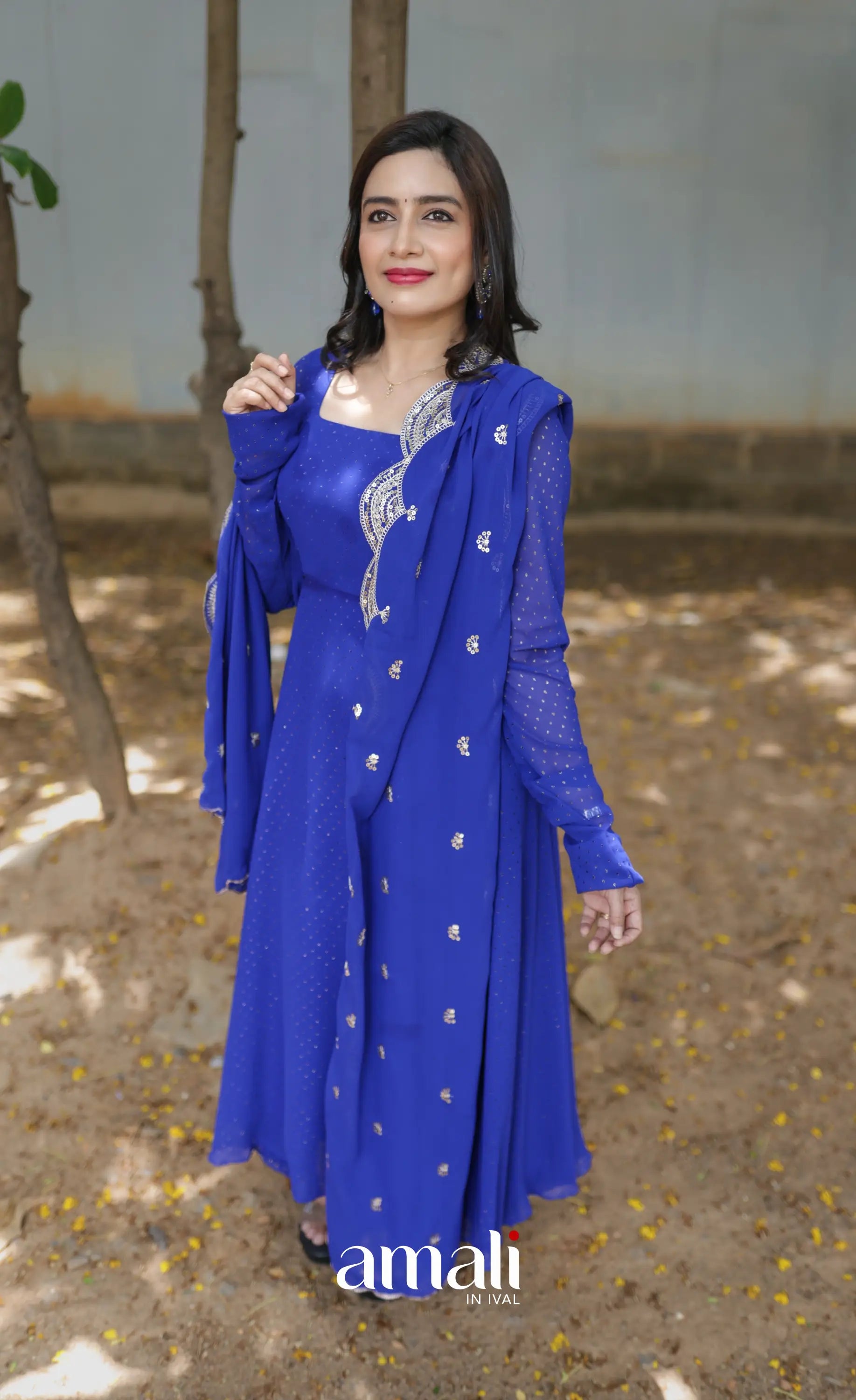Georgette Anarkali - Royal Blue - Anarkalis