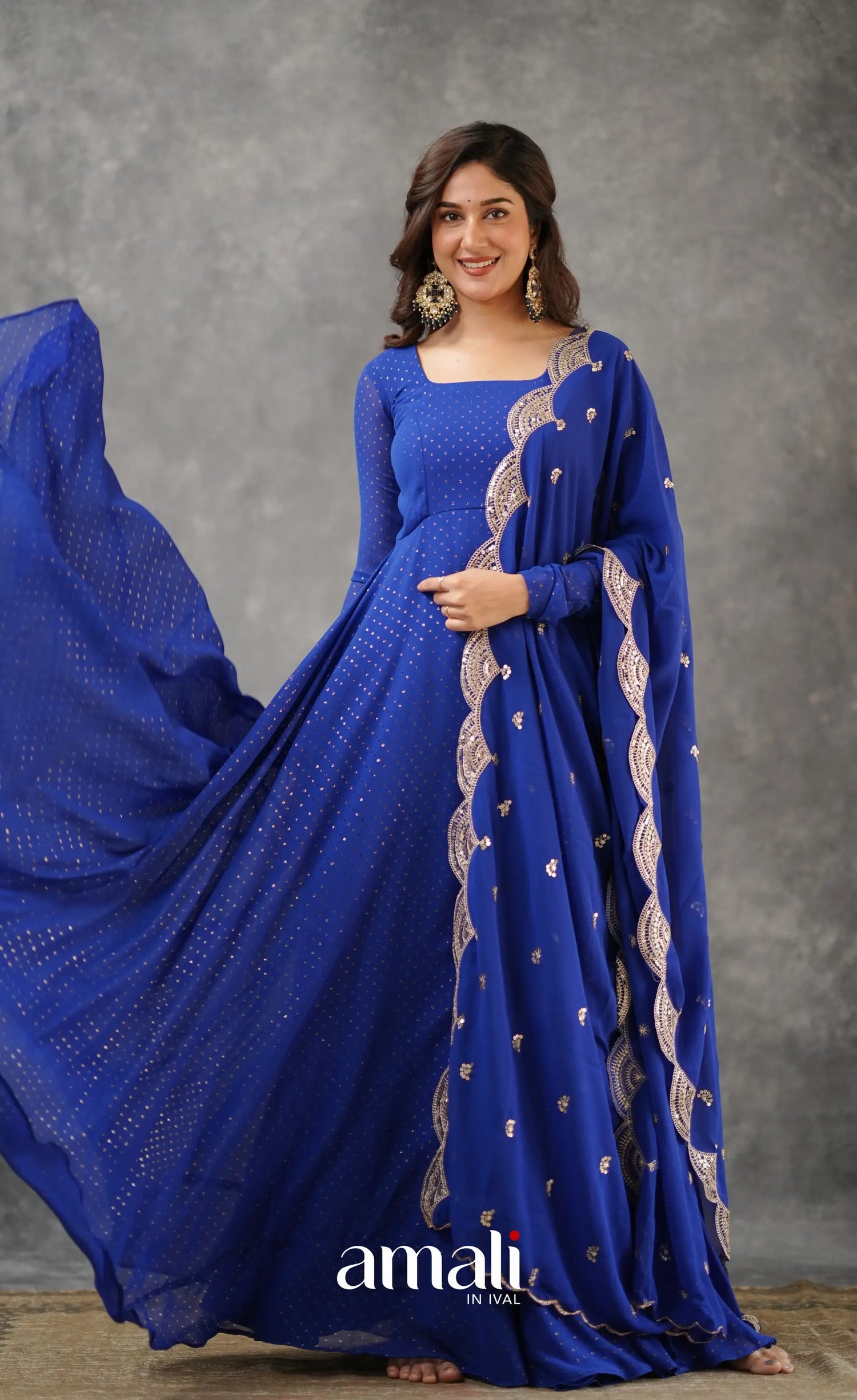 Georgette Anarkali - Royal Blue Anarkalis