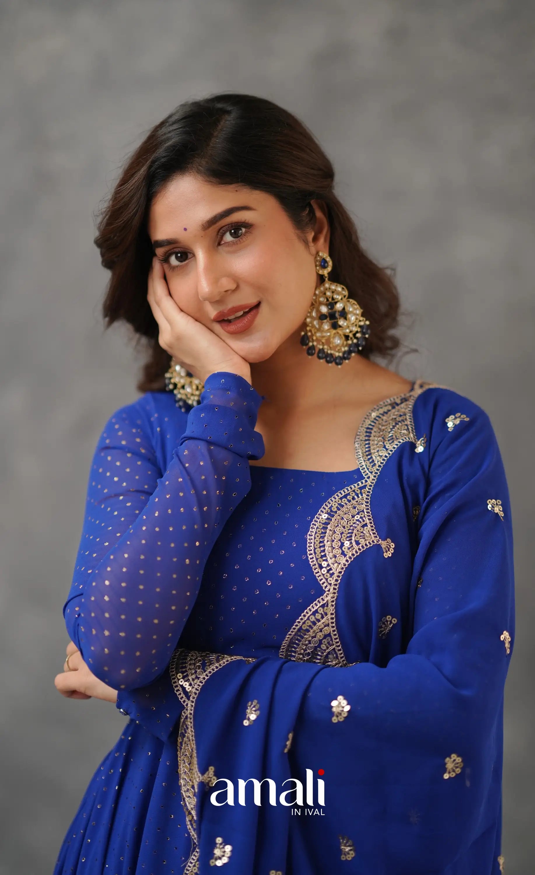 Georgette Anarkali - Royal Blue Anarkalis