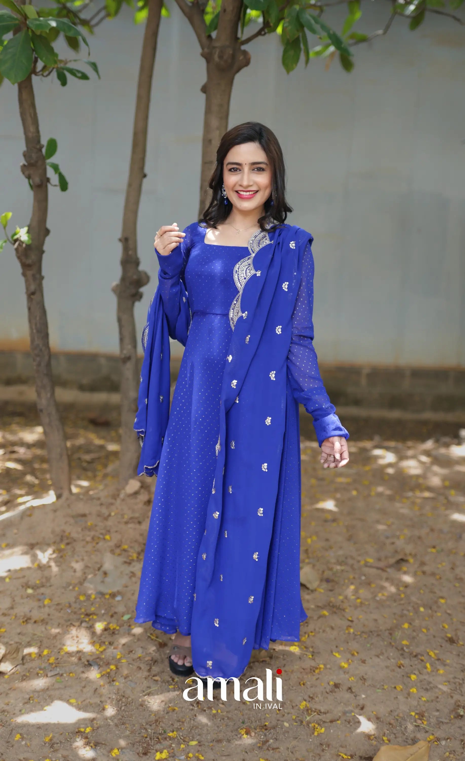 Georgette Anarkali - Royal Blue - Anarkalis