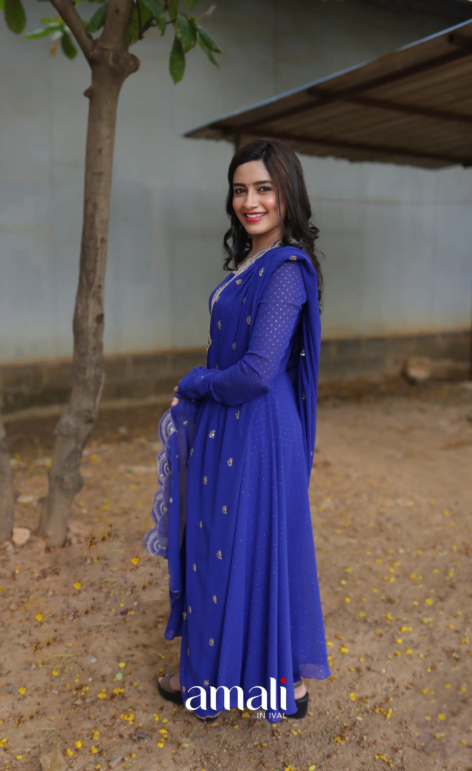 Georgette Anarkali - Royal Blue - Anarkalis