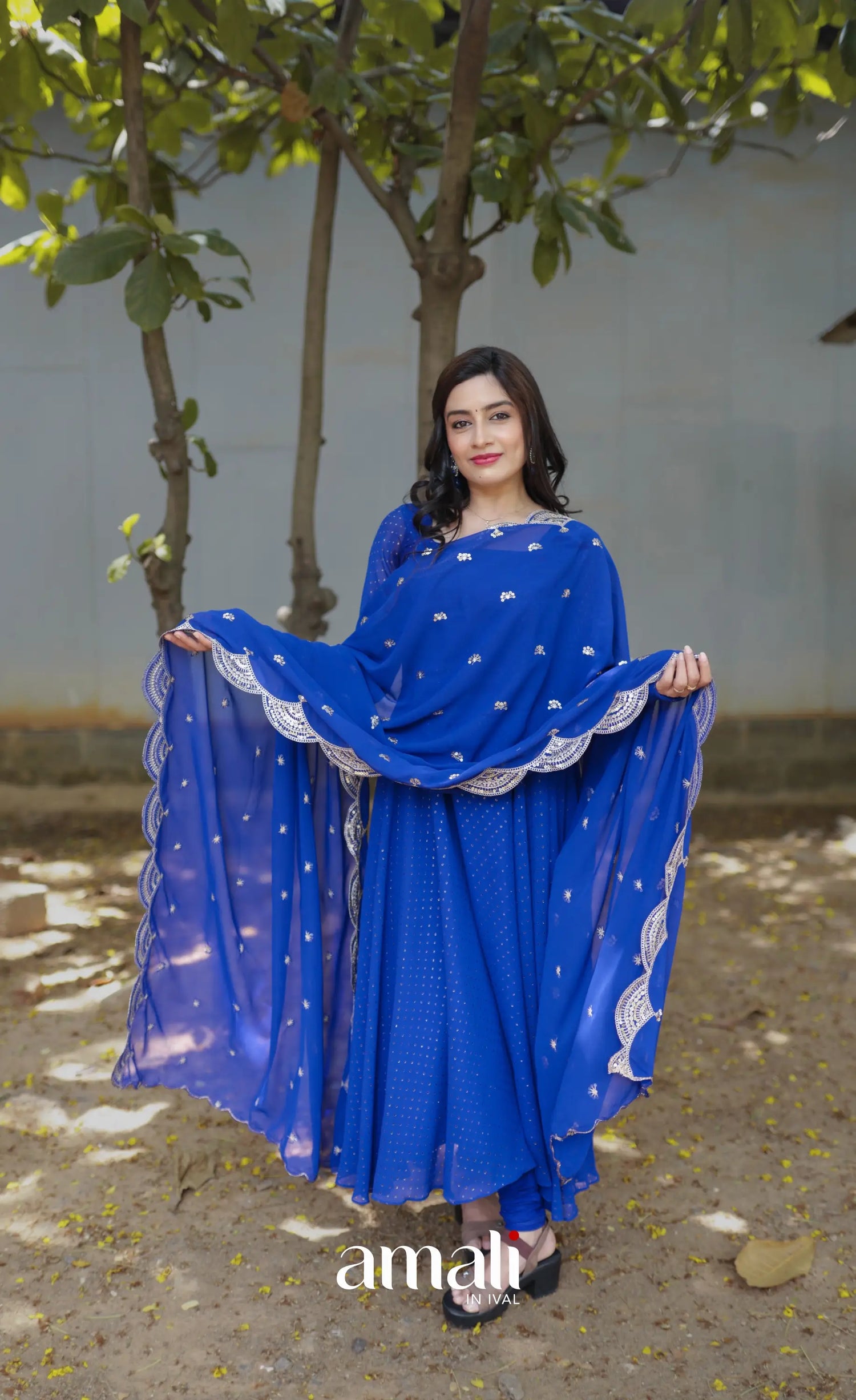Georgette Anarkali - Royal Blue - Anarkalis