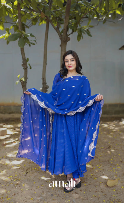 Georgette Anarkali - Royal Blue - Anarkalis