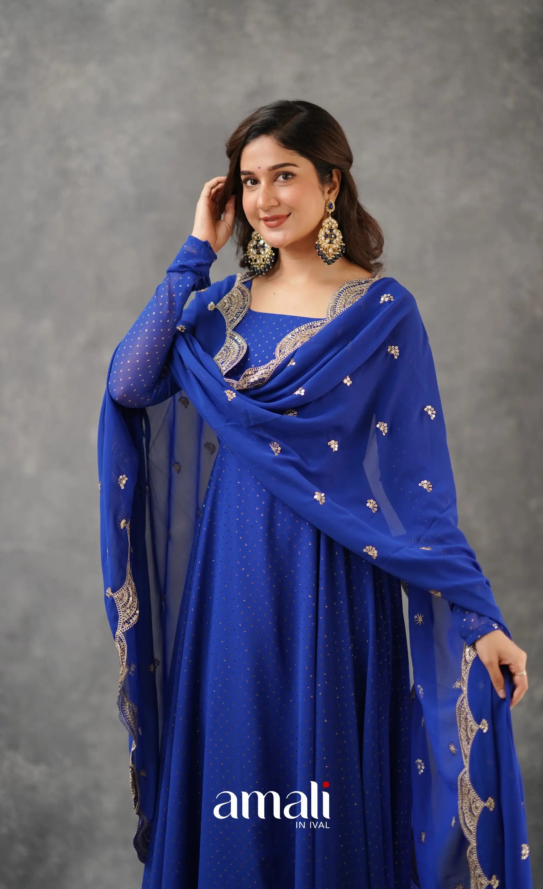 Georgette Anarkali - Royal Blue Anarkalis