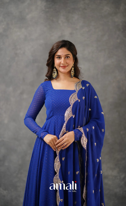 Georgette Anarkali - Royal Blue Anarkalis