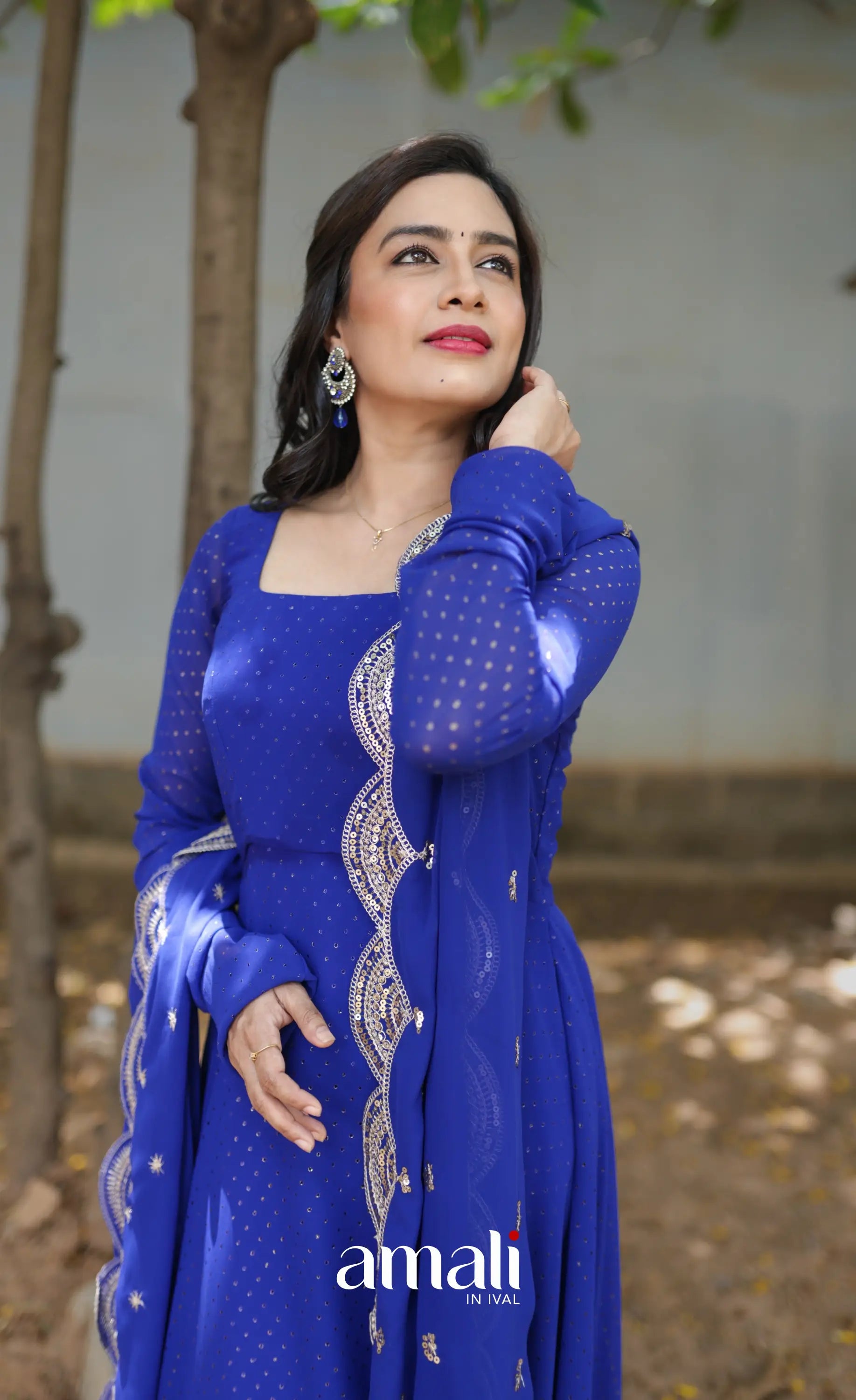 Georgette Anarkali - Royal Blue - Anarkalis