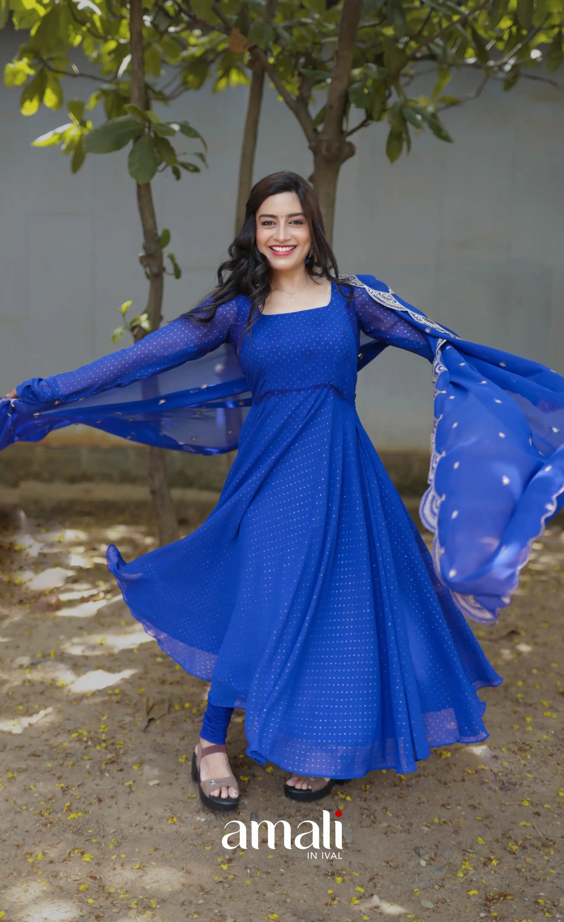 Georgette Anarkali - Royal Blue - Anarkalis