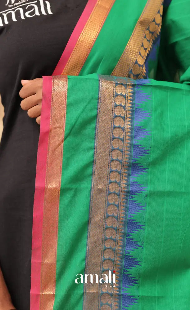 Green Stripes With Multicolours Chettinad Cotton Dupatta salwar