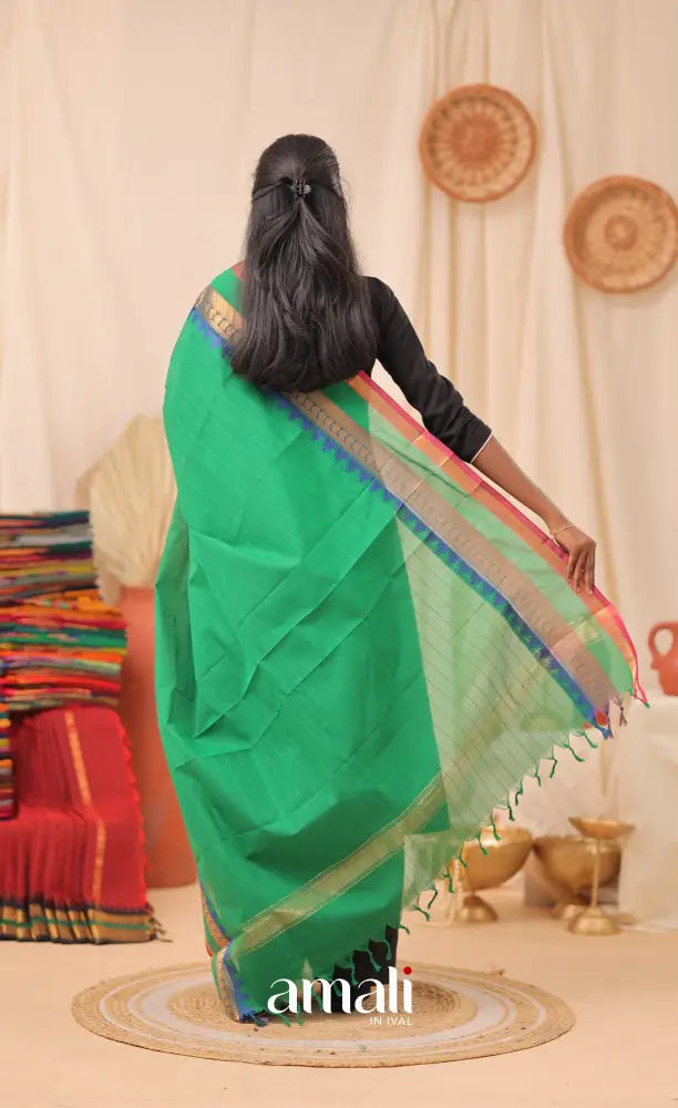 Green Stripes With Multicolours Chettinad Cotton Dupatta salwar