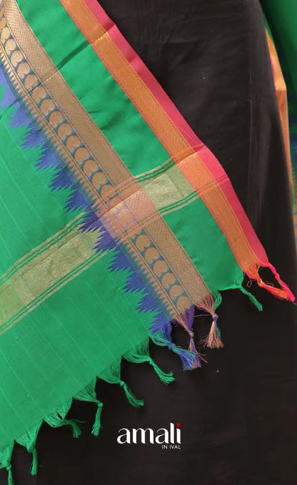 Green Stripes With Multicolours Chettinad Cotton Dupatta salwar