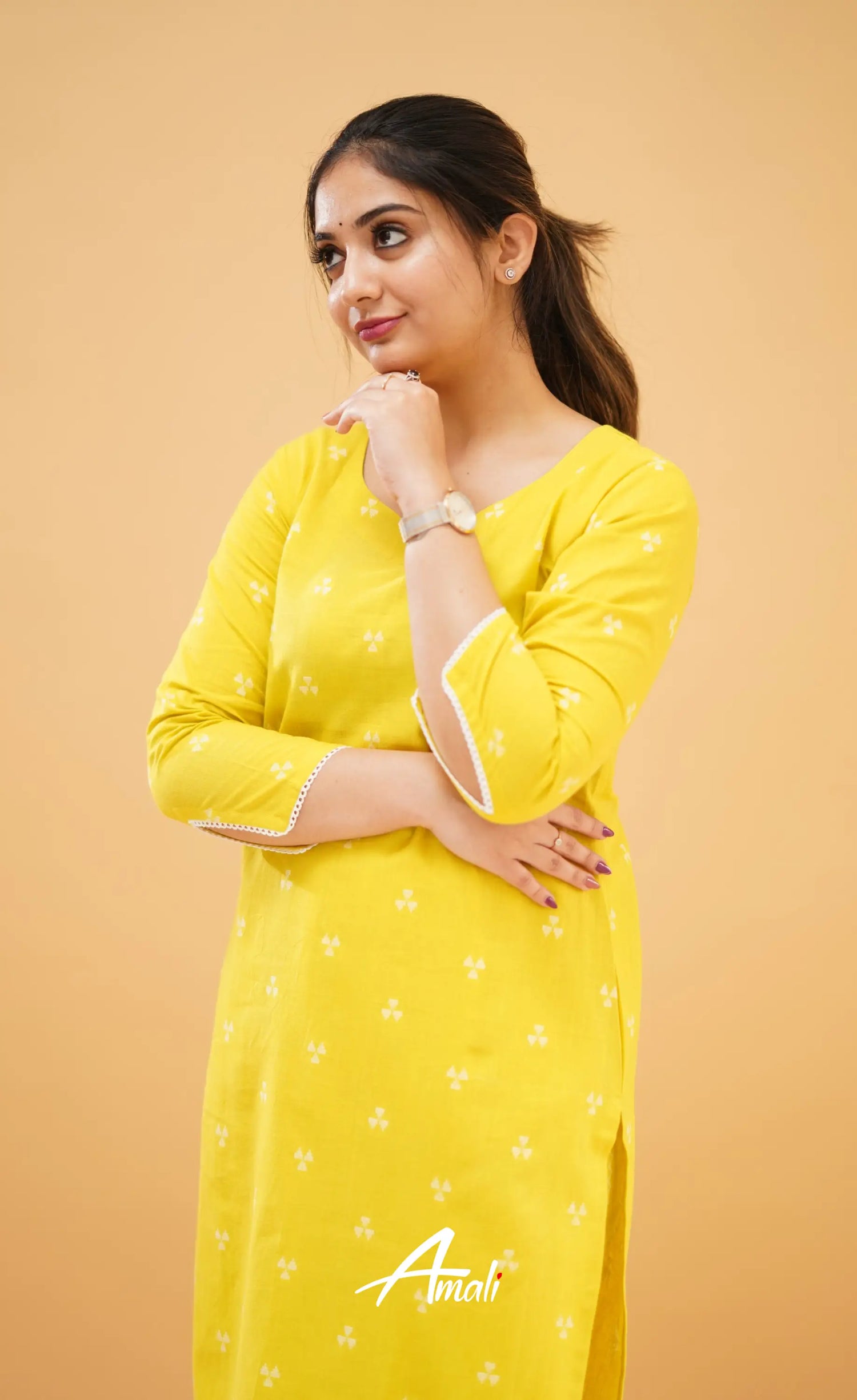 Greenish Yellow Handloom Cotton Co-Ord Set