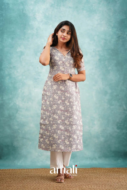 Grey Semi Linen Co-ord Set Co-ord sets