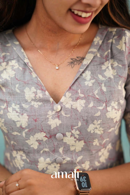 Grey Semi Linen Co-ord Set Co-ord sets